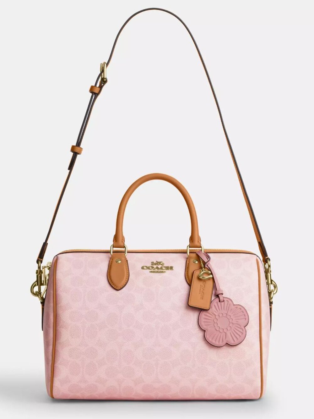 Coach CEA19 Rowan Large Satchel Bag Signature Canvas with Charms Pink *SEALED*